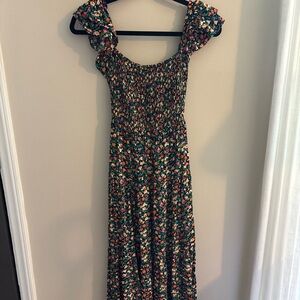 DO+BE Green Floral Smocked Maxi Dress with Ruffle Straps